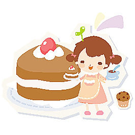 蛋糕代金券卡通人物生日派对蛋糕素材吃蛋糕的女生蛋糕屋diy烘焙蛋糕
