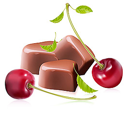 矢量樱桃与巧克力
