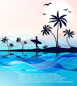 椰树剪影梦幻背景