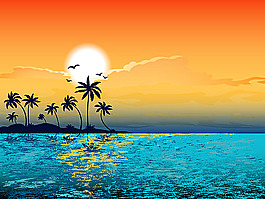 矢量夏日海滩风景