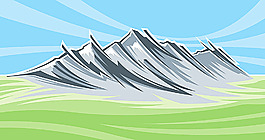 矢量手绘山峰背景