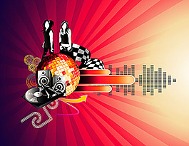 时尚美女音乐海报背景