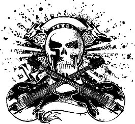 骷髅头与吉他背景