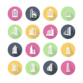 16款扁平化建筑图标矢量素材