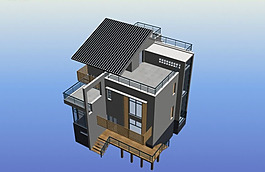 现代风格独栋别墅3D模型素材