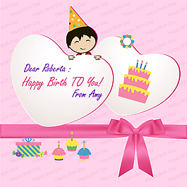 女生生日贺卡粉色系