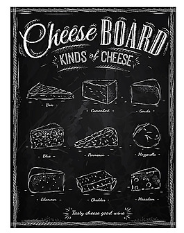 黑板上的手绘奶酪
