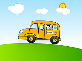 正在行驶的卡通校车