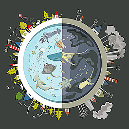 创意地球建筑和海洋