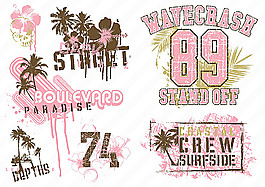 椰树剪影与数字图案