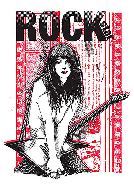 美女吉他手插画