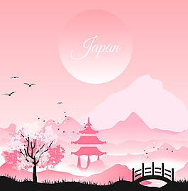 日式风格风景插画