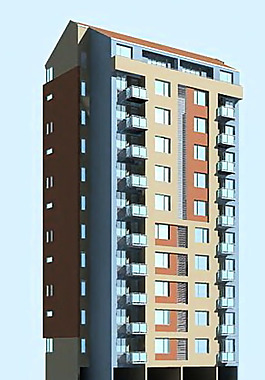 MAX十层塔式住宅楼3D模型