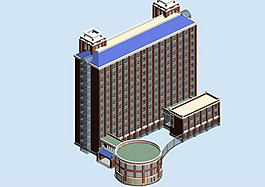 MAX教学楼单体3D模型