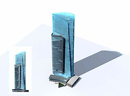 MAX蓝灰色的商业高层3D模型