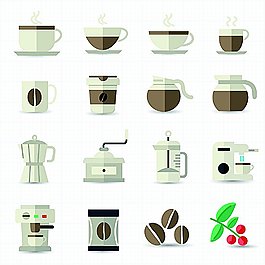 咖啡杯子与咖啡机