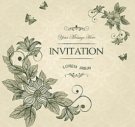 花卉与蝴蝶请柬