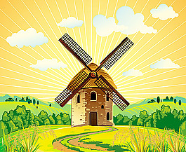 乡村插画背景