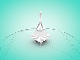 c4d塔 白描模型