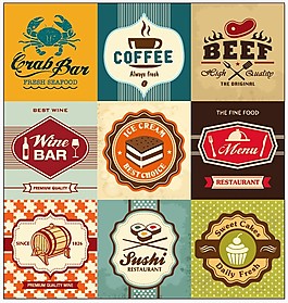 餐饮餐厅手绘矢量素材