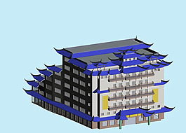 MAX中式古典简模建筑3D模型