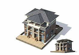MAX多层别墅3D模型效果图
