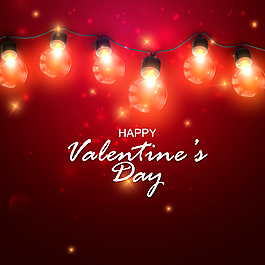 红色背景明亮彩灯串贺卡矢量素材