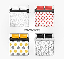 时尚双人床设计矢量素材下载