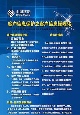 中国移动客户信息模糊化宣传展板