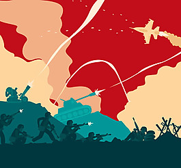 战争场面和士兵插画矢量素材下载