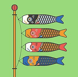 日本鲤鱼旗矢量