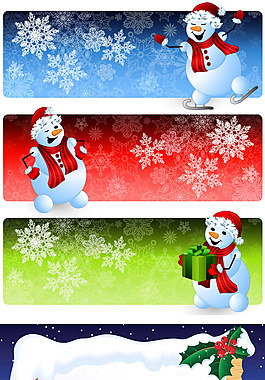 卡通雪人横幅矢量素材