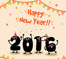 2016年卡通数字贺卡矢量素材下载