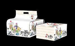 罗马假日插画蛋糕食品包装盒设计