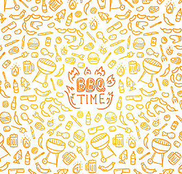 烧烤元素无缝背景矢量素材下载