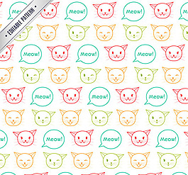 猫咪头像无缝背景矢量素材下载