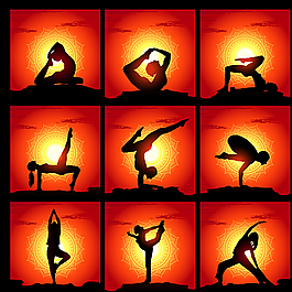 瑜伽人物剪影图片