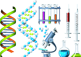 化学生物实验用具扁平化素材图片