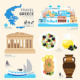 希腊扁平旅游图片