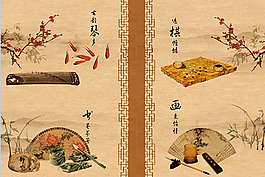 琴棋书画中国风展板素材图片
