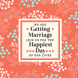 清新碎花婚礼邀请卡图片