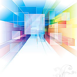 抽象幻彩方形背景矢量素材图片