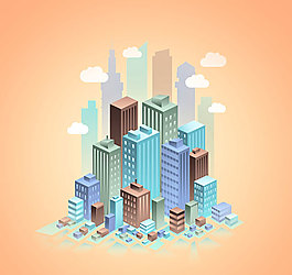 3D都市楼群矢量图片