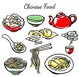 手绘中国传统食物矢量图下载