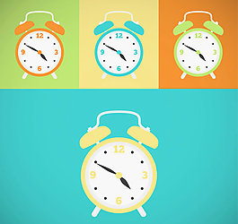 彩色闹钟设计矢量素材