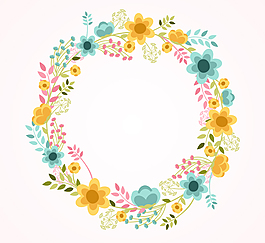 卡通圆形花环矢量素材