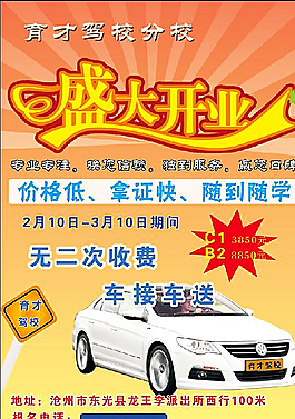 育才驾校彩页双面 盛大开业图片
