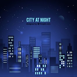 夜空下的城市矢量素材下载.