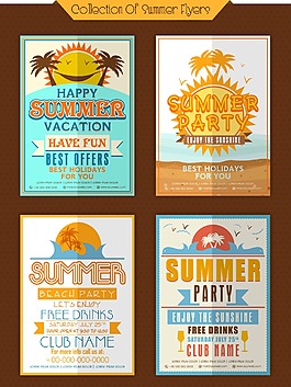 夏天可爱风格设计矢量