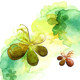 水墨四叶草插画图片